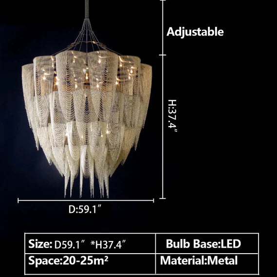 Rylight 13/19-lichts extra grote creatieve meerlaagse gepersonaliseerde kwastjeskroonluchter