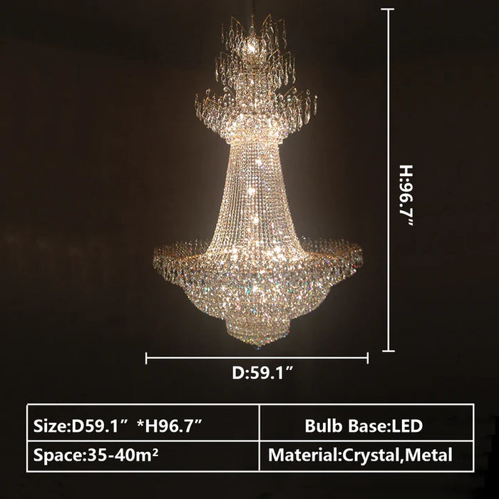 Rylight extra grote Franse klassieke meerlaagse kristallen kroonluchter