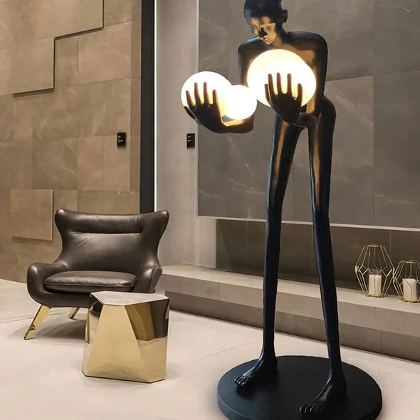 Rylight Human Sculpture Hugging Ball Floor Lamp