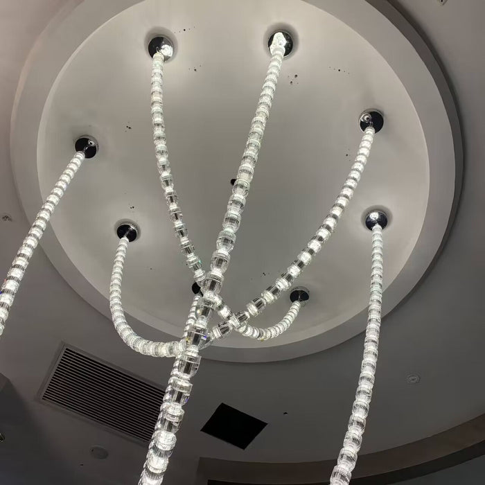 Modern Bullet Crystal Chain Chandelier for Living Room/Srtaircase/Foyer/Hotel/Restaurant