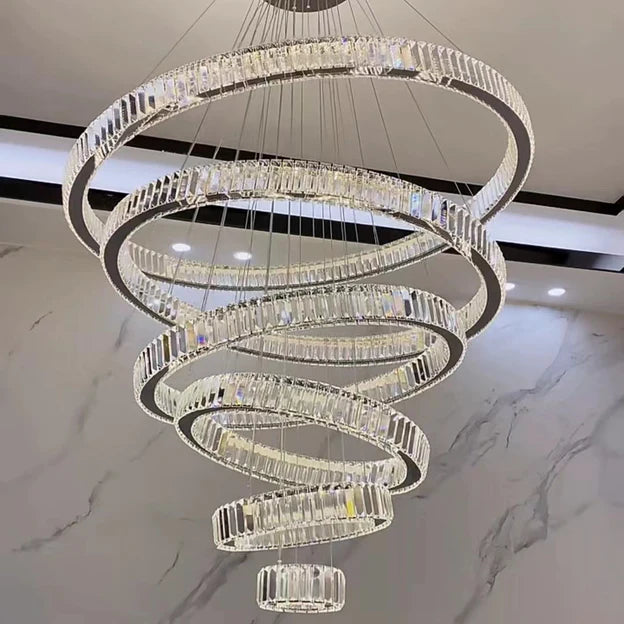 Rylight 5/6-Ring Crystal Chandelier in Gold/Chrome Finish