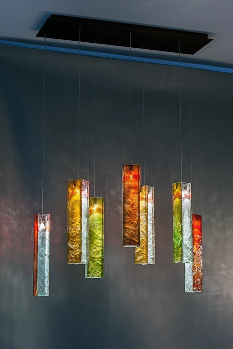 Rylight 1/25/60/84-Light Colorful Rectangle Cluster Glass Tile Pendant/Chandelier