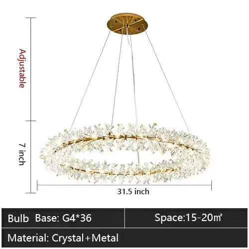 Rylight 1/2-Ring Round/Linear Frozen Ice Crystal Chandelier