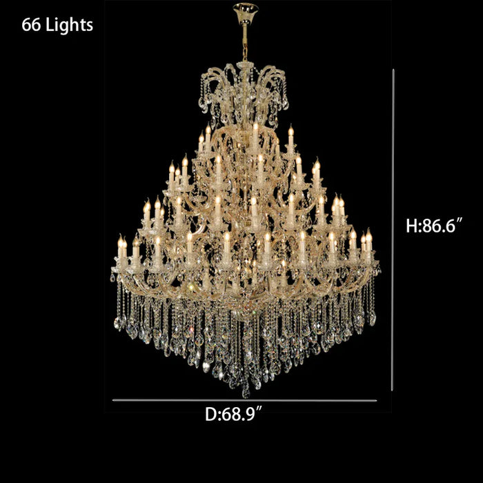 Rylight 24/40/50/66/105/138/186/294-Light Extra Large Traditional Luxury Multi-layers Candle Branch Decorative Crystal Chandelier