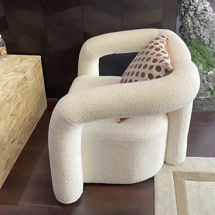 Moderne creatieve witte Boucle Sherpa Shaggy fauteuil voor woonkamer
