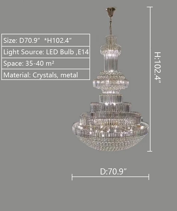 Rylight 3-Tier Extra Large Crystal Gourd-Shaped Dimmable Chandelier