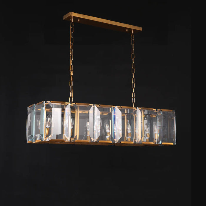 Rylight 12/14/16/18/22-Light Rectangular Crystal Candle Chandelier