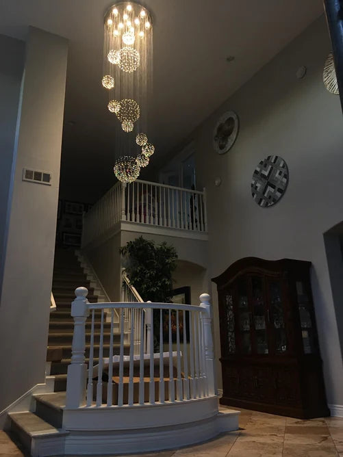 Rylight Designer-recommended Spiral Crystal Raindrop Chandelier