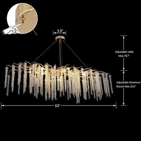 Rylight 10/12/14/16/18/24-Light Willow Crystal Chandelier in Gold/Chrome Finish