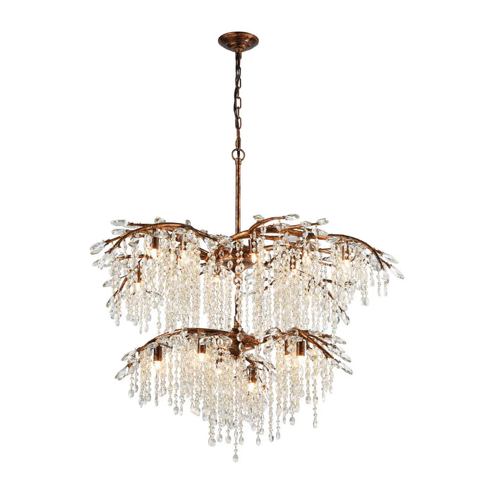 Rylight 6/18-Light Bronze/Black Branch Chandelier With Crystal Drops