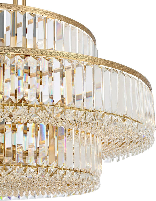 Rylight 3-Tier Luxury Style Crystal Chandelier in Soft Gold Finish Color