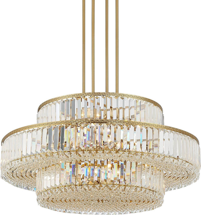 Rylight 3-Tier Luxury Style Crystal Chandelier in Soft Gold Finish Color