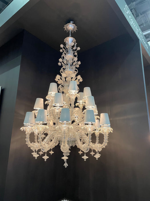 Rylight Luxury Crystal Flower Chandelier With Lampshade