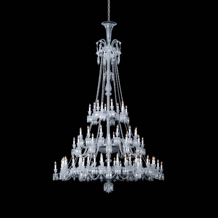 Light Luxury Classic Long Version Tiered Candle Light Crystal Chandelier for High-ceiling Rooms/Living Room