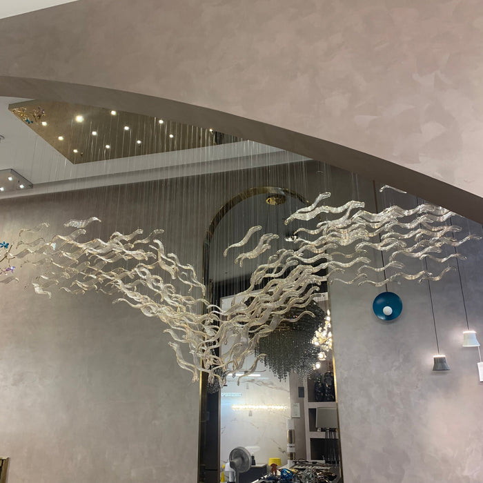 Modern Creative Luxury Seagull Shape Floating Leaves Chandelier for Kitchen Island/Dining Room