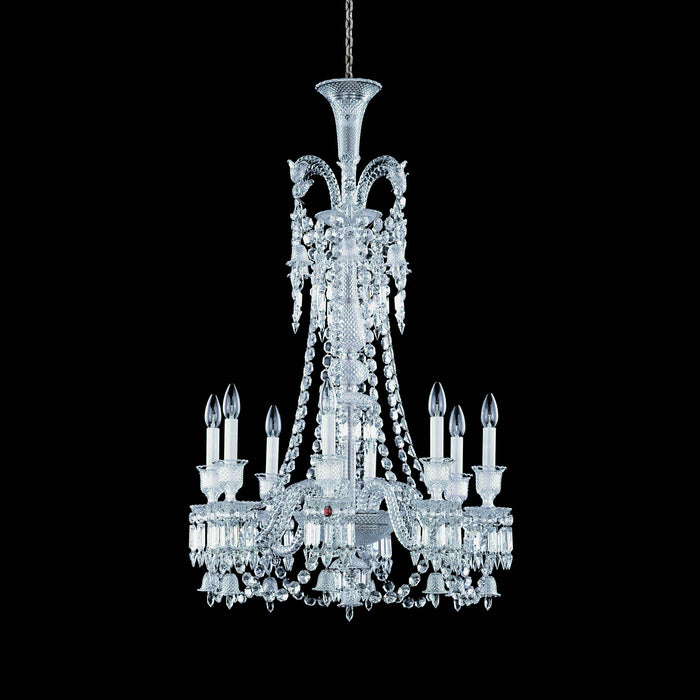 Light Luxury Classic Long Version Tiered Candle Light Crystal Chandelier for High-ceiling Rooms/Living Room