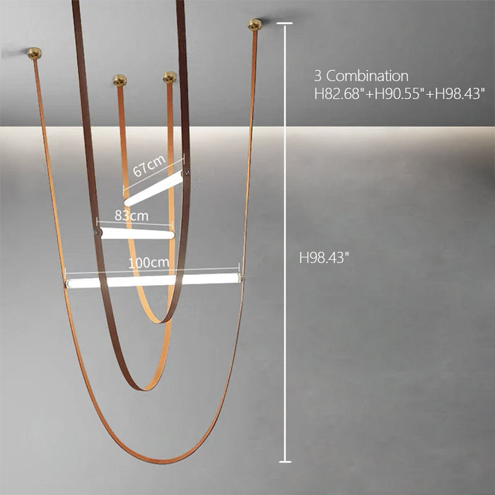 Rylight Designer U-shaped Belt Lamp LED  Glass Tube Chandelier