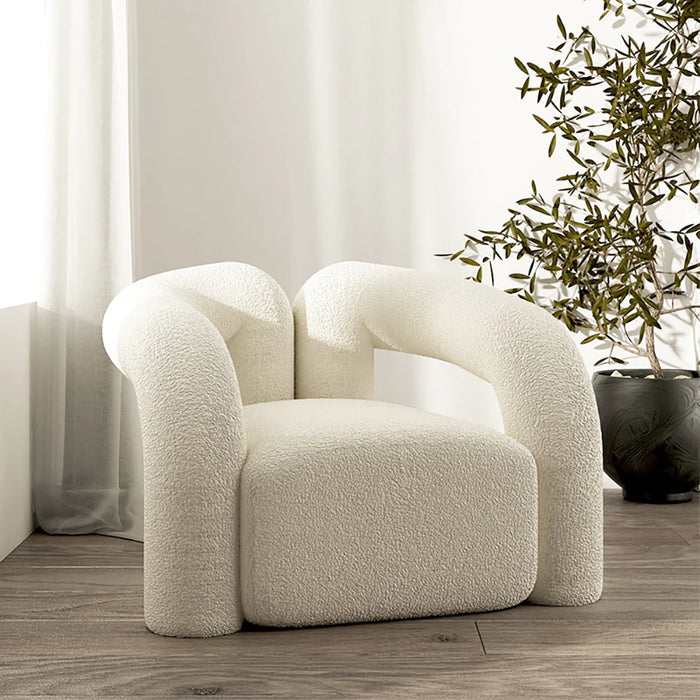 Moderne creatieve witte Boucle Sherpa Shaggy fauteuil voor woonkamer