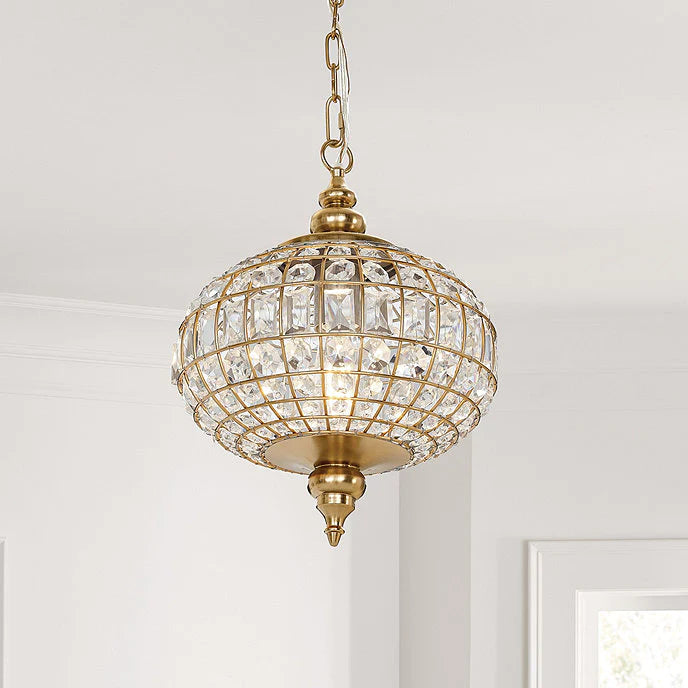 Rylight 3-Light French Empire Bead Crystal Chandelier in Antique Brass Finish