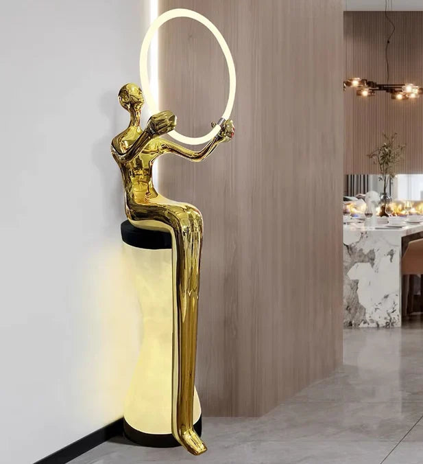Rylight Sitting Man Statue Floor Lamp