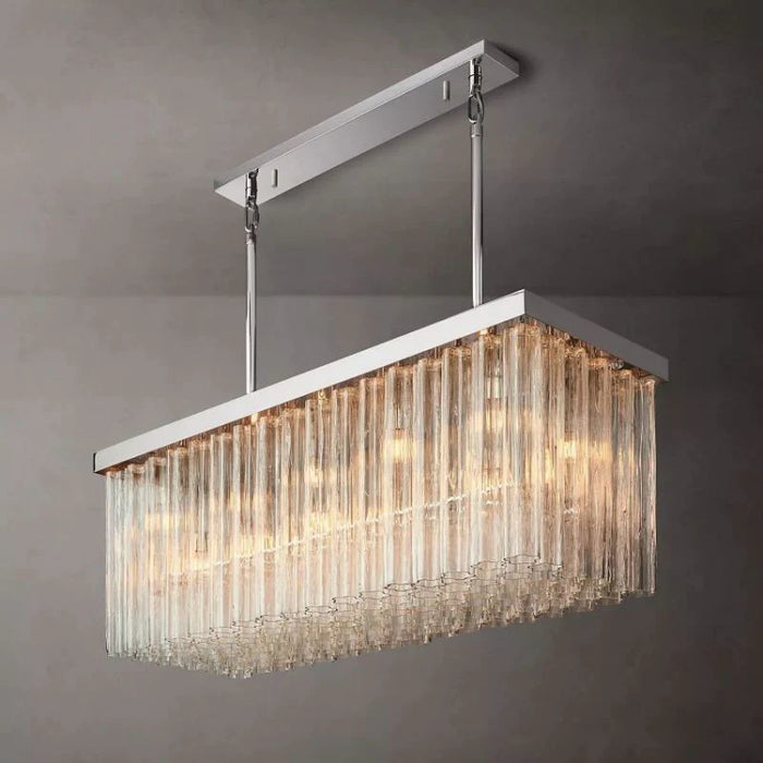 Rylight 1/3-Tier Round/Rectangle Crystal Tubular Chandelier