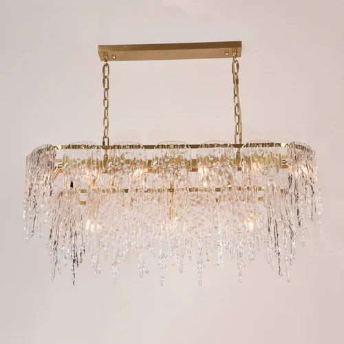 Rylight 2/5/7-Tier Round/Rectangular Melting Ice Crystal Chandelier