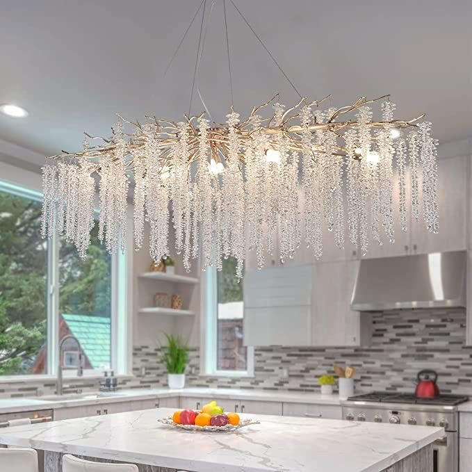 Rylight 10/12/14/16/18/24-Light Willow Crystal Chandelier in Gold/Chrome Finish