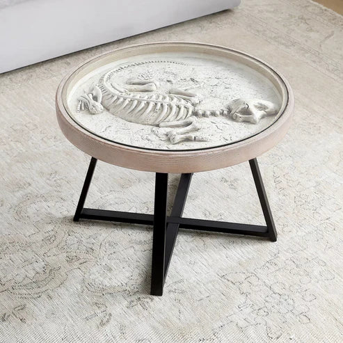 Vintage Round Glass Dinosaur Coffee Table