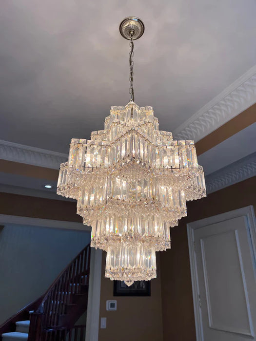 Rylight 4/6-Tier Star-shape Crystal Chandelier in Chrome