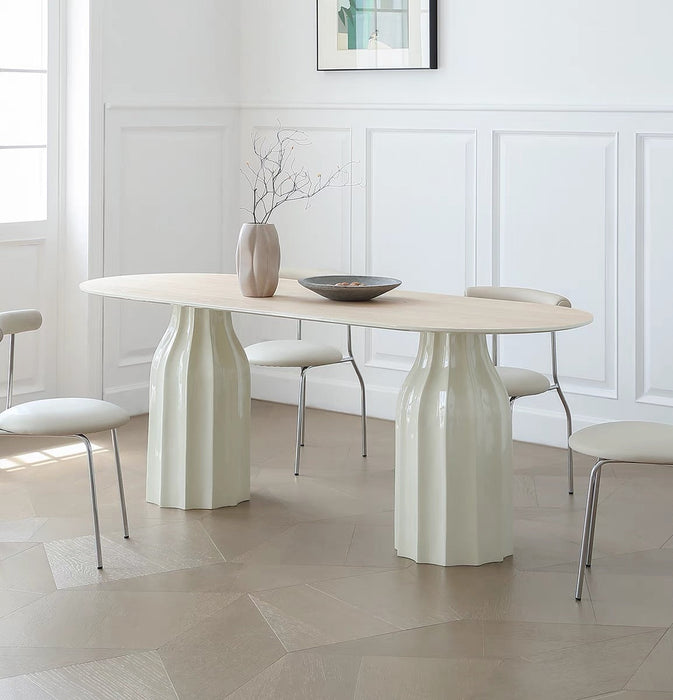 Rylight French Cream Style Oval/Round Shell Dining Table