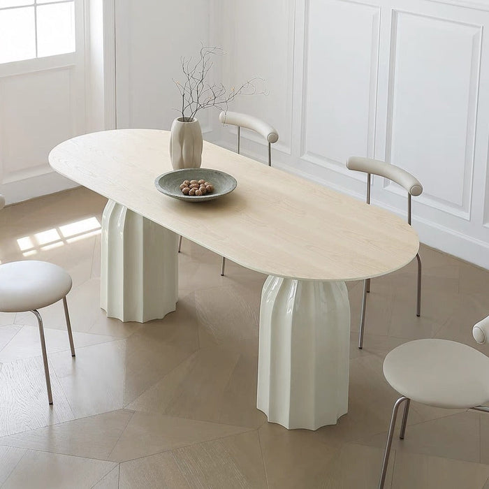 Rylight French Cream Style Oval/Round Shell Dining Table