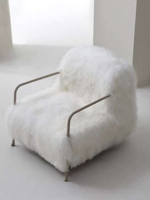 Rylight Italian Minimalist White Plush Lounge Chair