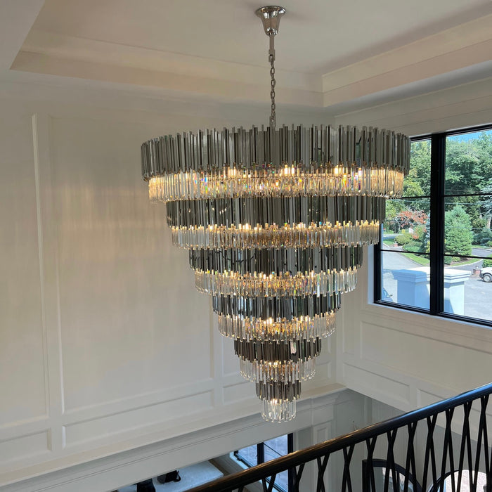 Rylight 30/35/58-Light Extra Large Round Crystal Chandelier in Polished Nickel/Brass Finish