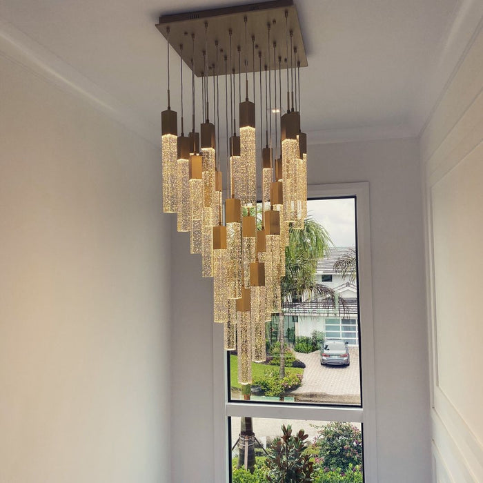 Rylight 3/7/13/25/41-Light Glacier Bubble Crystsal Chandelier in Gold/Chrome/Black Finish