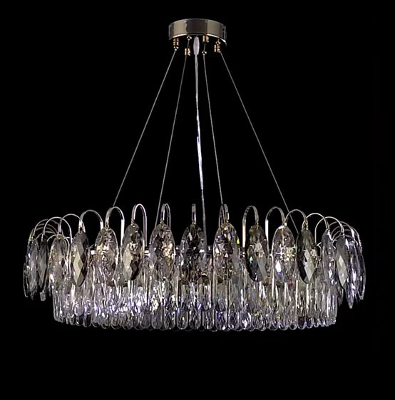 Rylight Round/Oval Crystal Chandelier in Brass/Silver Finish