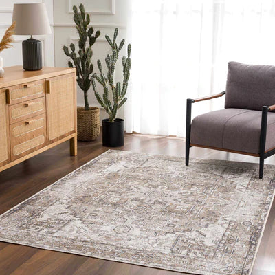 Vintage Brown&Cream Washable Area Rug