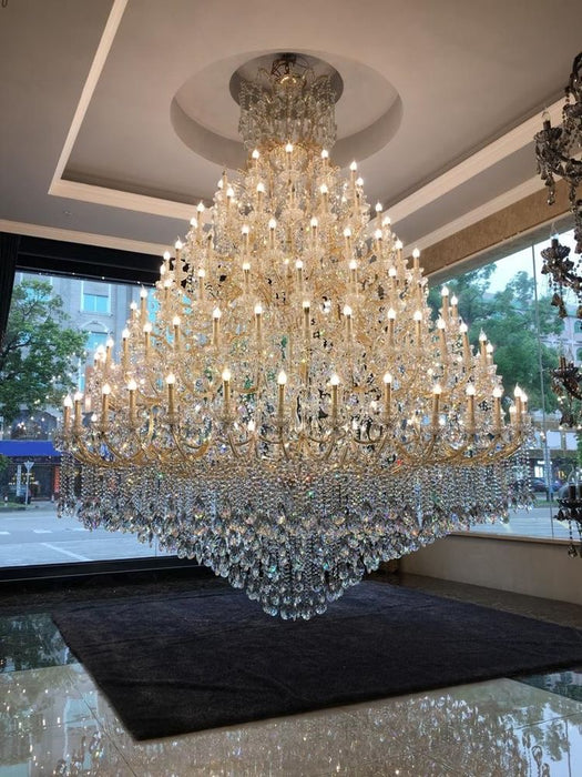 Rylight 24/40/50/66/105/138/186/294-Light Extra Large Traditional Luxury Multi-layers Candle Branch Decorative Crystal Chandelier