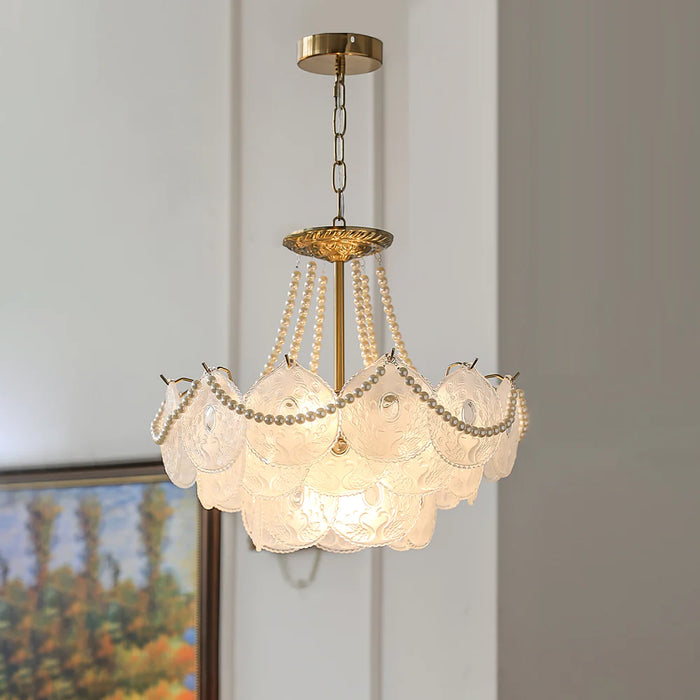 Rylight 3/4/5-Layer Pearl Necklace Glass Chandelier