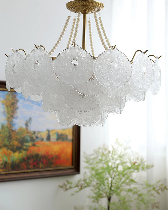 Rylight 3/4/5-Layer Pearl Necklace Glass Chandelier