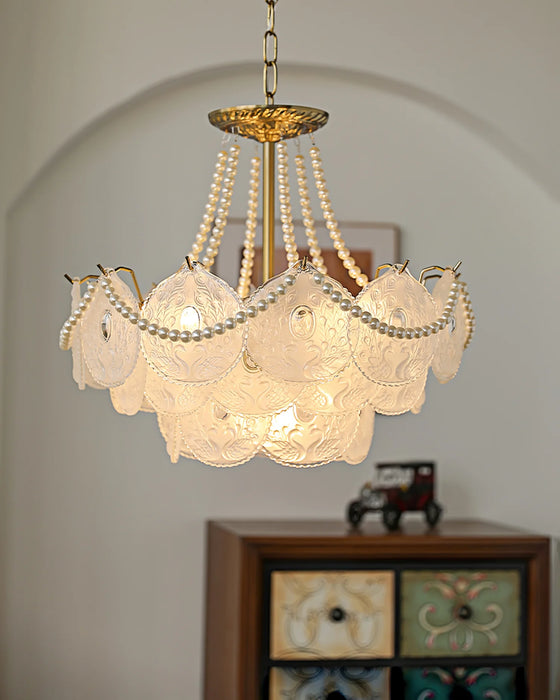 Rylight 3/4/5-Layer Pearl Necklace Glass Chandelier