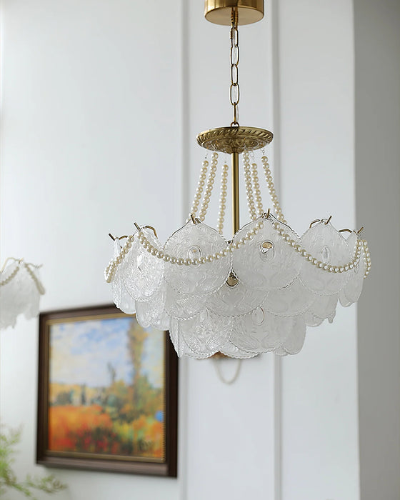 Rylight 3/4/5-Layer Pearl Necklace Glass Chandelier