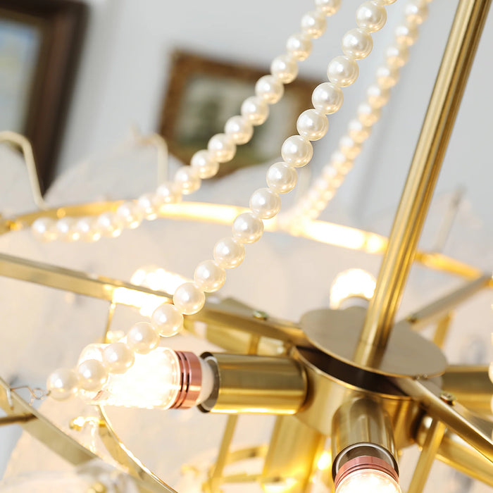 Rylight 3/4/5-Layer Pearl Necklace Glass Chandelier