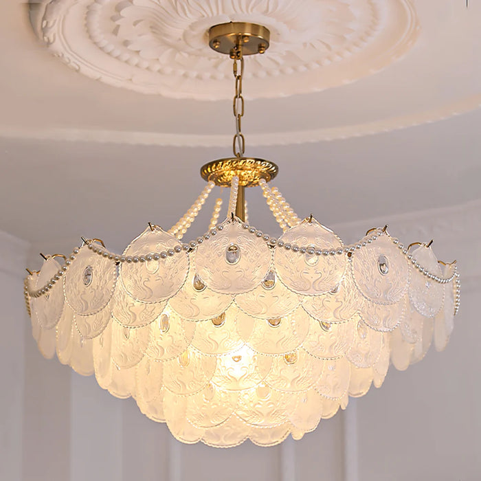 Rylight 3/4/5-Layer Pearl Necklace Glass Chandelier