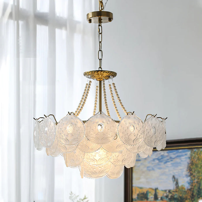 Rylight 3/4/5-Layer Pearl Necklace Glass Chandelier