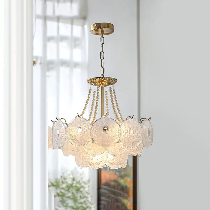 Rylight 3/4/5-Layer Pearl Necklace Glass Chandelier