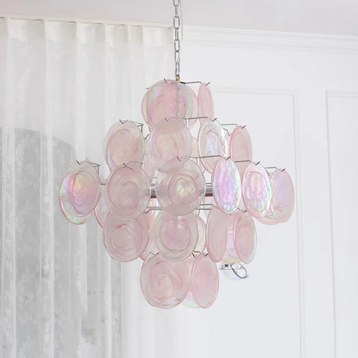 Rylight 4/5-Tier Pink Murano Glass Chandelier