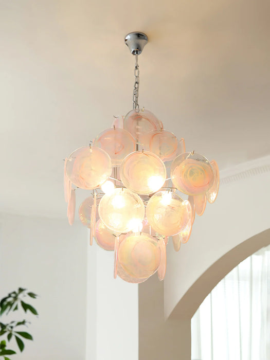 Rylight 4/5-Tier Pink Murano Glass Chandelier