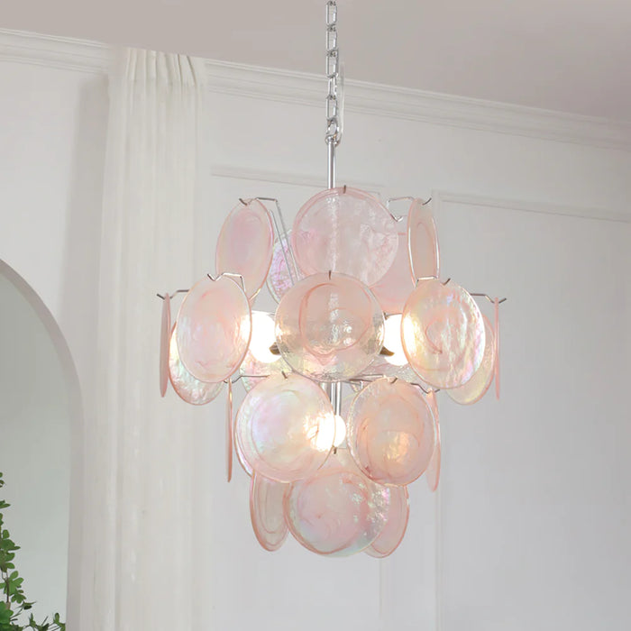 Rylight 4/5-Tier Pink Murano Glass Chandelier