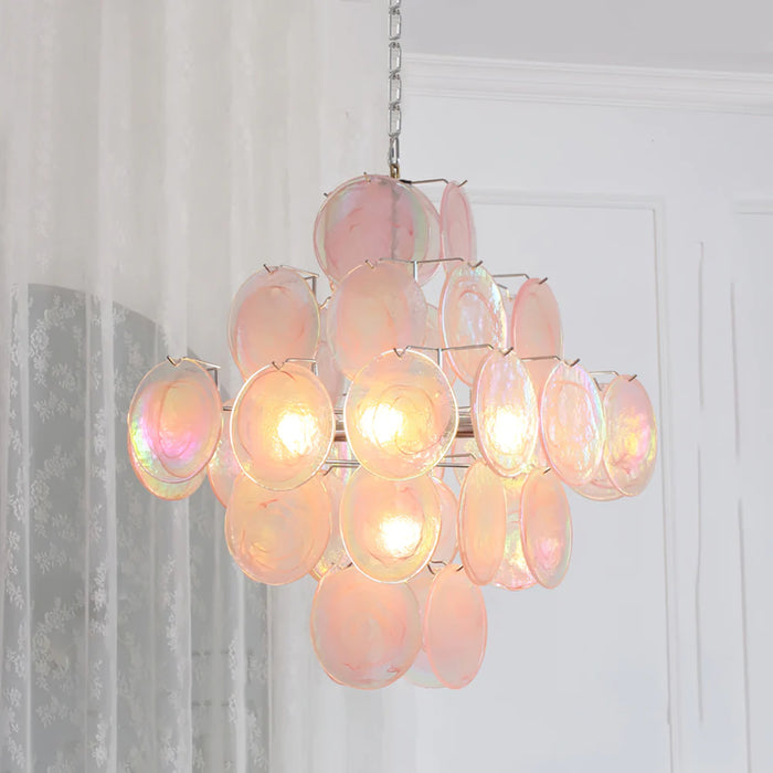 Rylight 4/5-Tier Pink Murano Glass Chandelier