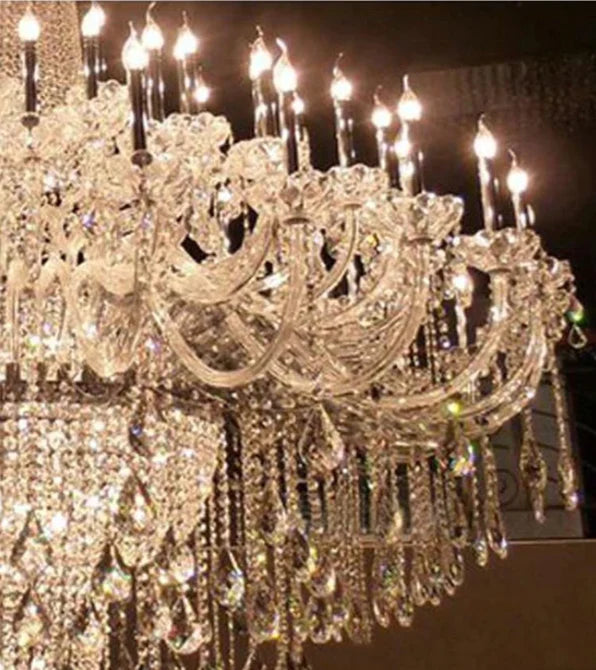 Rylight 35/50/60/72/90-Light Oversized Traditional Multi-layers Luxury Candle Crystal Chandelier